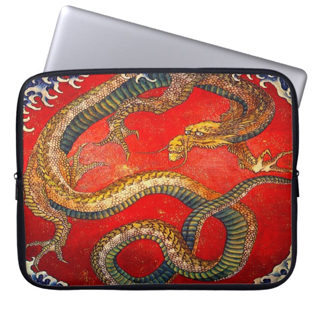 Japanese Dragon Art by Hokusai Laptop Sleeve (Front)