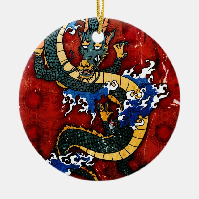 Japanese Dragon Ceramic Ornament (Front)