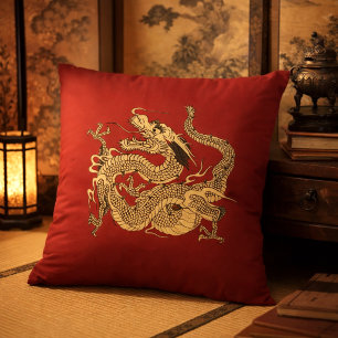 Japanese Dragon Customizable Colours  Throw Pillow