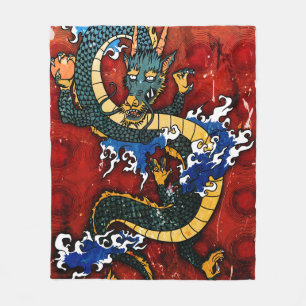 Japanese Dragon Fleece Blanket