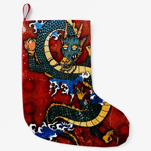 Japanese Dragon - Good Fortune Small Christmas Stocking (Front)