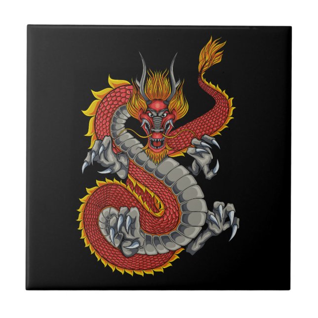 japanese dragon illustration tile (Front)
