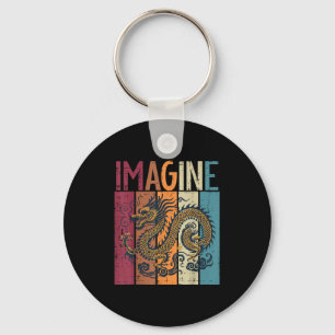 Japanese Dragon Imagine Retro Fantasy Mythical Men Keychain