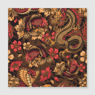 Japanese dragon koi pattern.