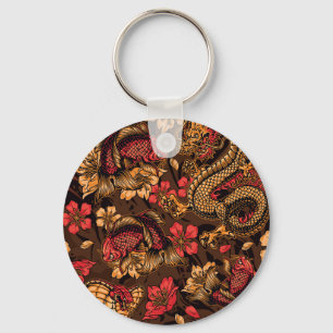 Japanese dragon koi pattern. keychain