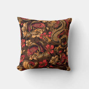 Japanese dragon koi pattern. throw pillow
