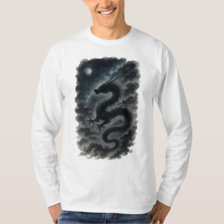 【Japanese Dragon Moon Long Sleeve T-Shirt】 T-Shirt
