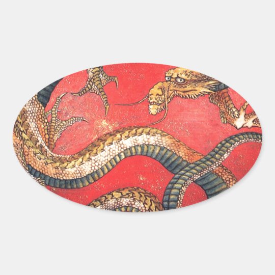 Japanese Dragon Oval Sticker