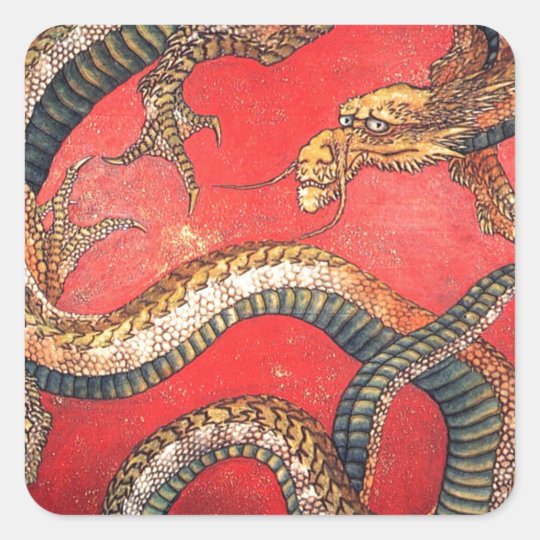 Japanese Dragon Square Sticker