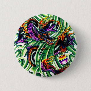 Japanese Dragon Tattoo 2 Inch Round Button