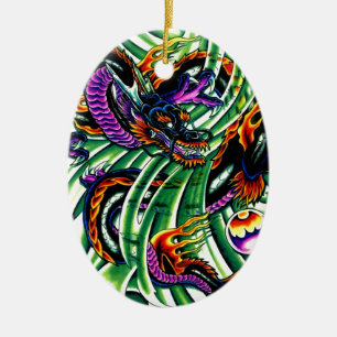 Japanese Dragon Tattoo Ceramic Ornament