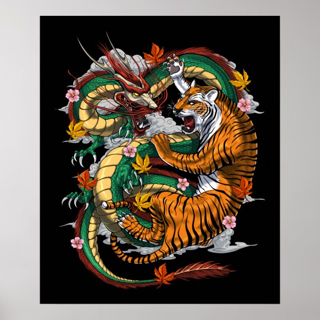 Japanese Dragon Tiger Battle Poster (Front)