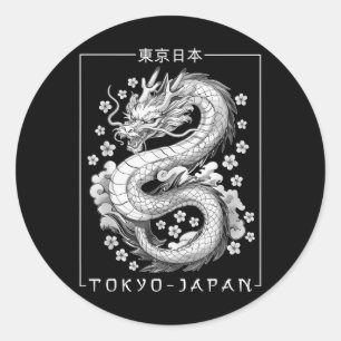 Japanese Dragon Tokyo Japan 80s Asian Mythical Ani Classic Round Sticker