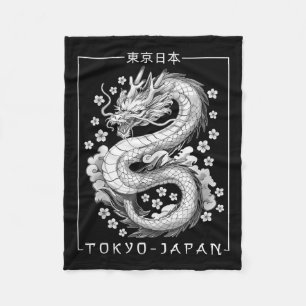 Japanese Dragon Tokyo Japan 80s Asian Mythical Ani Fleece Blanket