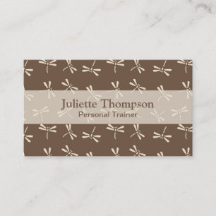 Japanese Dragonfly Pattern, Cream and Taupe Tan Business Card