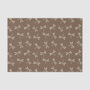 Japanese Dragonfly Pattern, Cream and Taupe Tan Tissue Paper