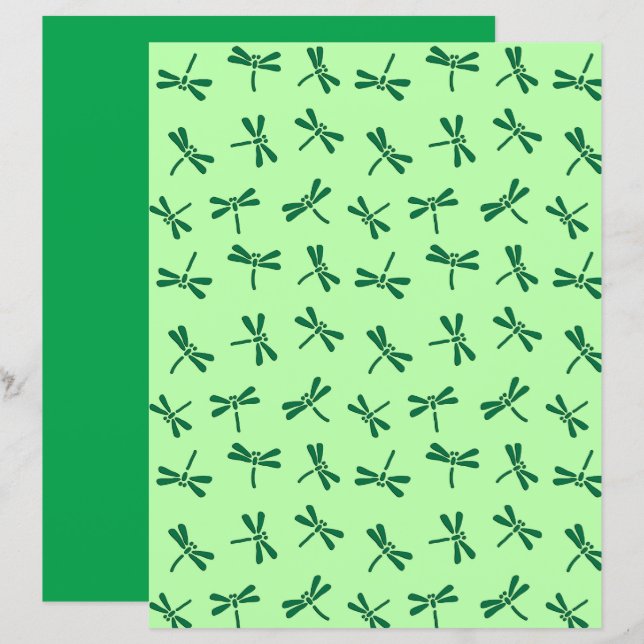 Japanese Dragonfly Pattern, Light Jade Green  (Front/Back)