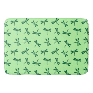 Japanese Dragonfly Pattern, Light Jade Green  Bath Mat