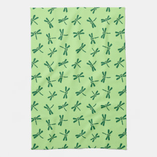 Japanese Dragonfly Pattern, Light Jade Green Kitchen Towel