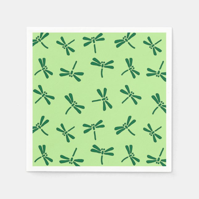 Japanese Dragonfly Pattern, Light Jade Green Napkin (Front)