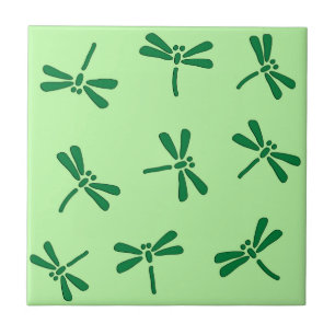 Japanese Dragonfly Pattern, Light Jade Green Tile