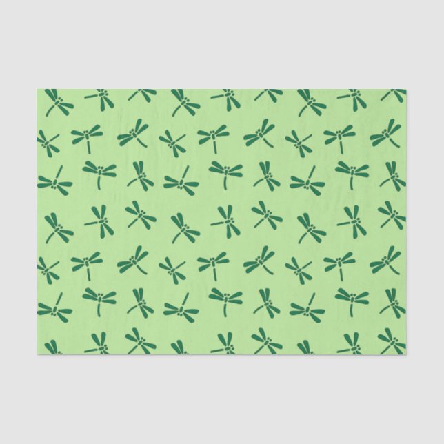 Japanese Dragonfly Pattern, Light Jade Green Tissue Paper (Front)