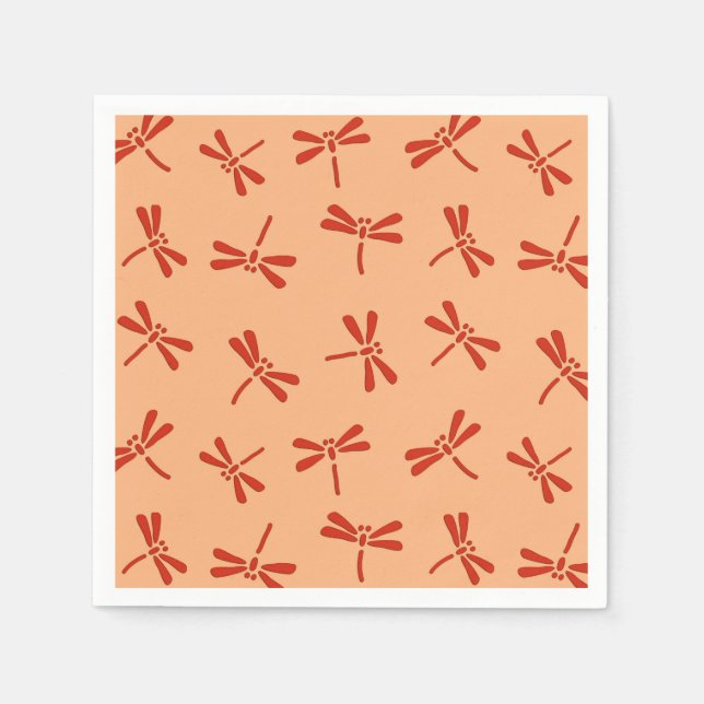 Japanese Dragonfly Pattern, Mandarin Orange Napkin (Front)