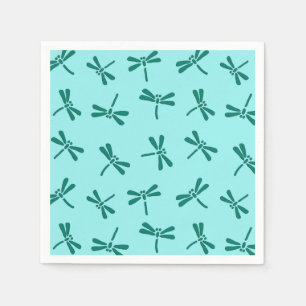 Japanese Dragonfly Pattern, Turquoise and Aqua Napkin