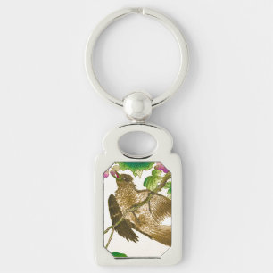 Japanese Drawing of Jay on a Grape Vine Keychain