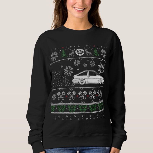 Japanese Drifting Initial Drift Car Love Ugly Chri Sweatshirt (Front)