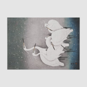 Japanese Egrets Cranes Bird Winter Snow Art Tissue Paper