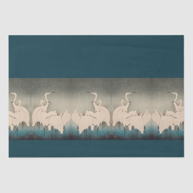 Japanese Egrets in Snow Wildlife Asia Tissue Paper (Front)