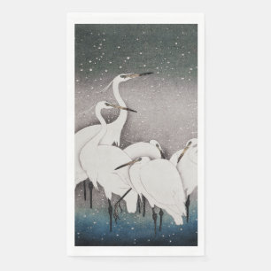 Japanese Egrets Koson Cranes Winter Snow Napkin
