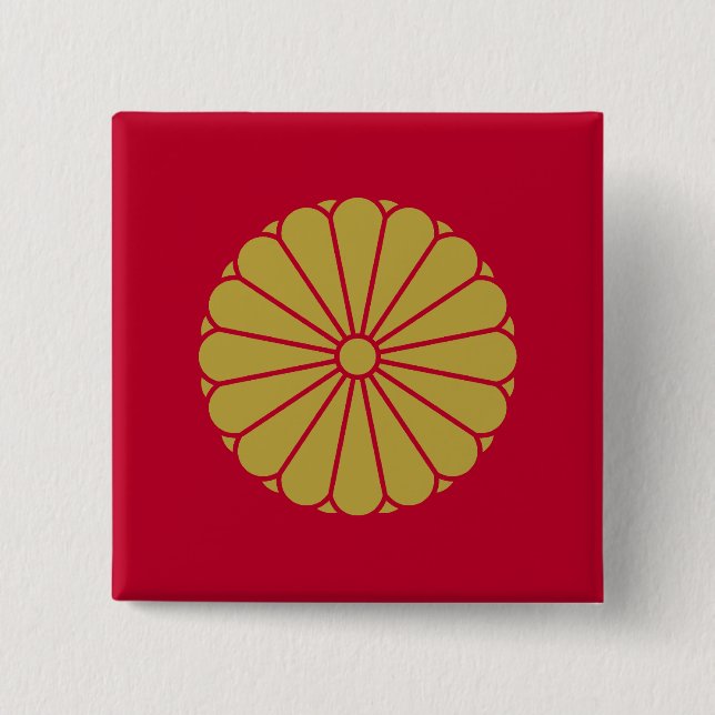 Japanese Emperor, Japan flag 2 Inch Square Button (Front)