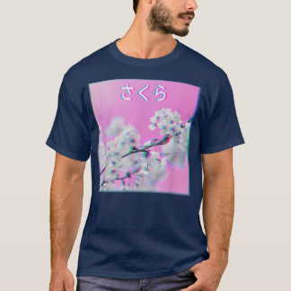 Japanese Esthetic Vaporwave glitch Sakura T-Shirt