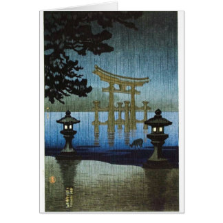Japanese Evening Rain Woodblock Art Ukiyo-e