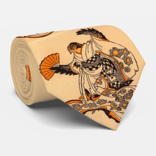 Japanese fairytale The Tongue Cut Sparrow print Tie