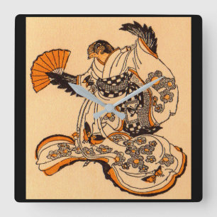 Japanese fairytale The Tongue Cut Sparrow Square Wall Clock