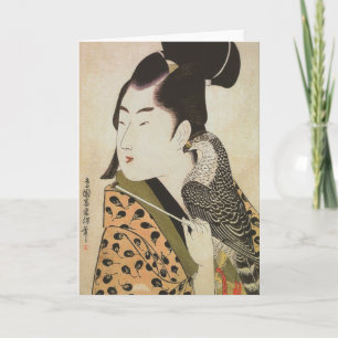 Japanese Falconer in a Kimono Vintage Art Card