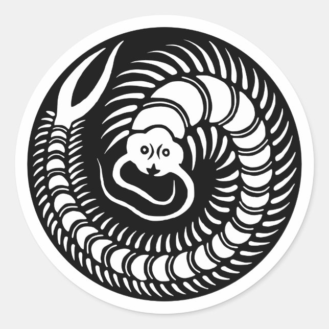 Japanese Family Crest-Centipede Classic Round Sticker (Front)