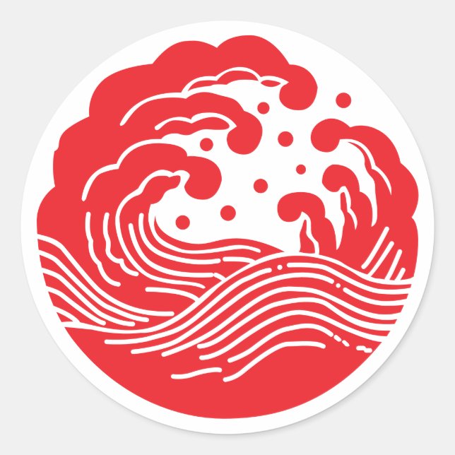 Japanese Family Crest-Wave Classic Round Sticker (Front)
