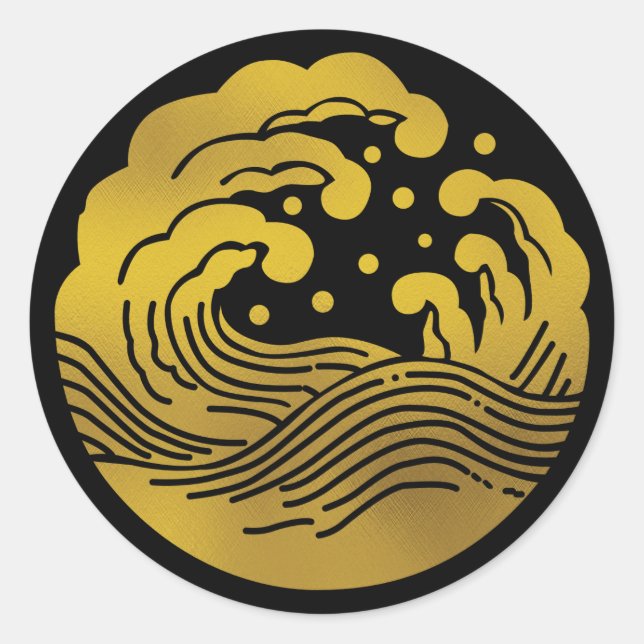 Japanese Family Crest-Wave Classic Round Sticker (Front)