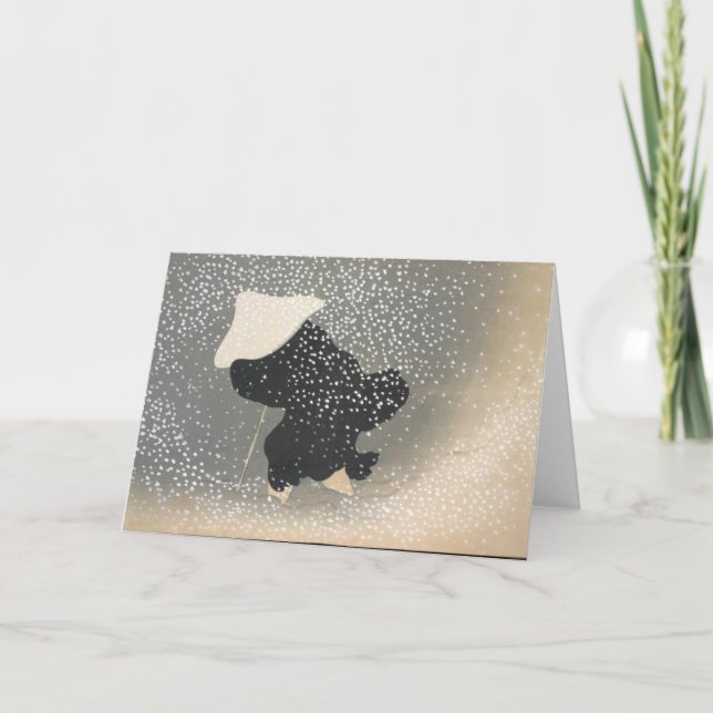 JAPANESE FIGURE IN THE SNOW BLANK NOTE CARD (Front)
