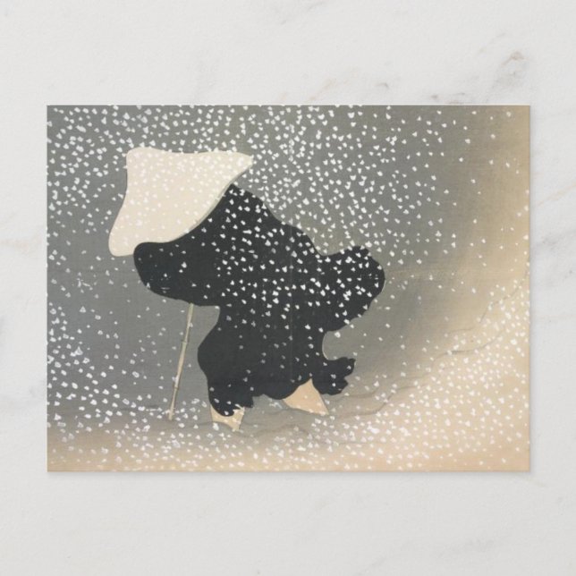 JAPANESE FIGURE IN THE SNOW POSTCARD (Front)