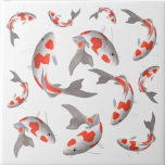 Japanese fish Koi orange and white asian style Tile<br><div class="desc">Japanese fish Koi orange and white asian style ceramic tile.</div>
