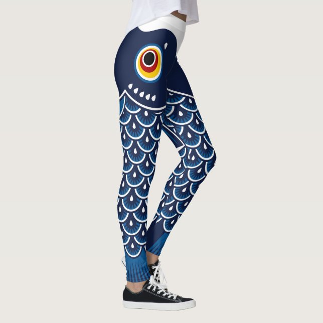 Japanese Fish Koinobori Patterned Leggings (Right)