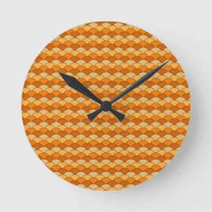 Japanese Fish Scale Pattern Round Clock