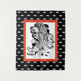 JAPANESE FISH WITH CLOUD PATTERN TAPESTRY