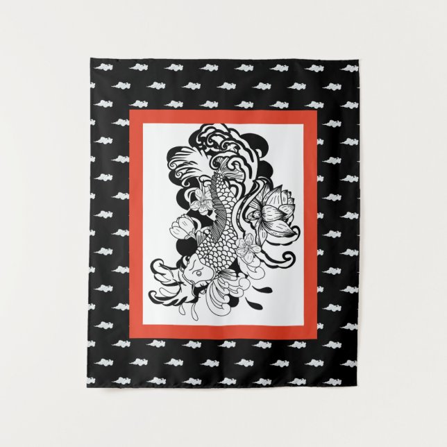 JAPANESE FISH WITH CLOUD PATTERN TAPESTRY (Front)