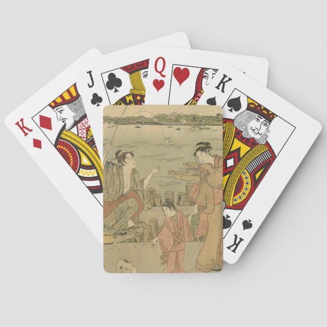 Japanese Fishing Woodblock Fishermen Playing Cards (Back)
